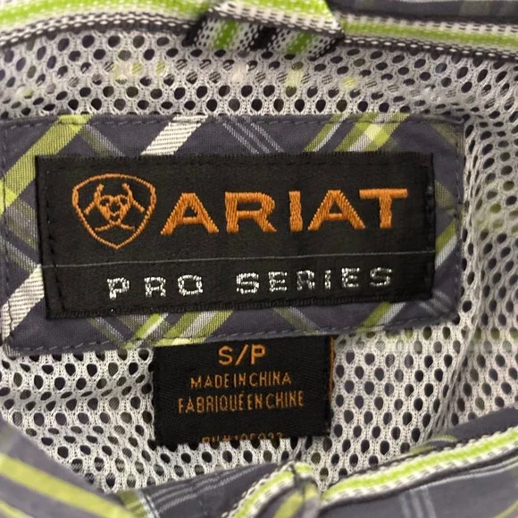 Plaid Button Down Shirt Western Workwear Small Cotton Blend Ariat Pro Series - Picture 2 of 13